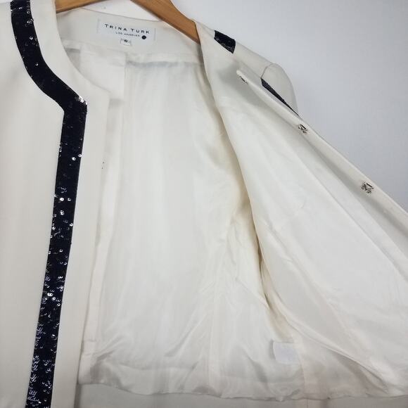 Trina Turk | White Jacket Black Sequins 6 - Picture 9 of 10